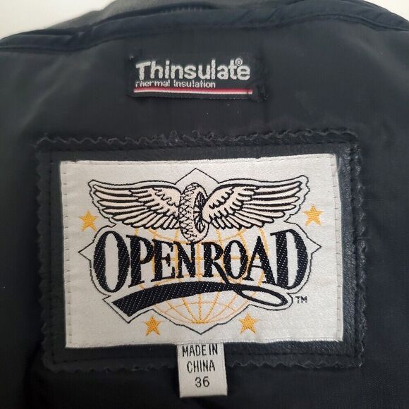 Vintage Open Road Motorcycle Leather Jacket Womens M Black Thinsulate Belt - Picture 6 of 6